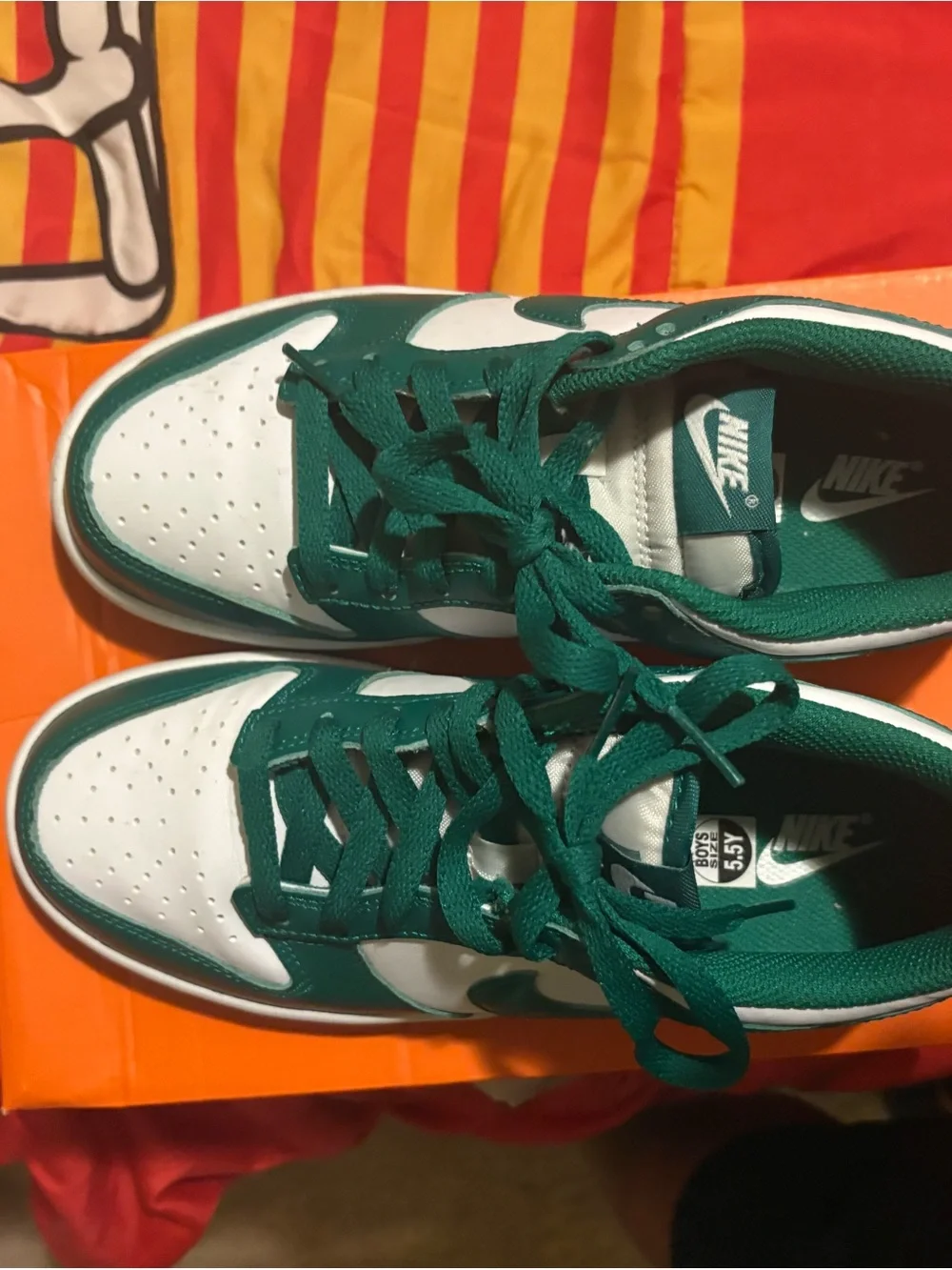 Nike Kids Green and White Low-Top Sneakers